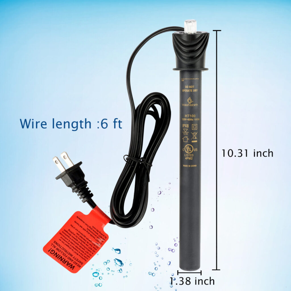 HT-100 Submersible Aquarium Heater Engineering Plastic housing UL Listed- Fish Tank Heater - Water Heater for Fish Tank - Marine Water Heater - Aquarium Heater(100W)
