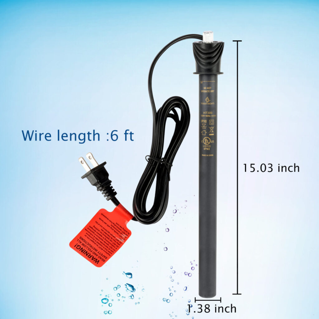 HT-300 Submersible Aquarium Heater Engineering Plastic housing UL Listed- Fish Tank Heater - Water Heater for Fish Tank - Marine Water Heater - Aquarium Heater(300W)