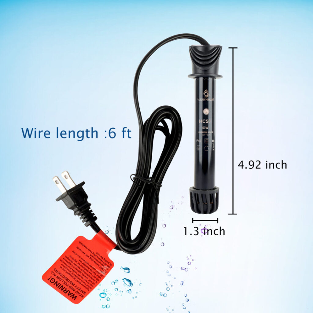 HC-50 Preset Submersible Aquarium Heater - Fish Tank Heater - Water Heater for Fish Tank - Marine Water Heater - Aquarium Heater - (50 Watt)